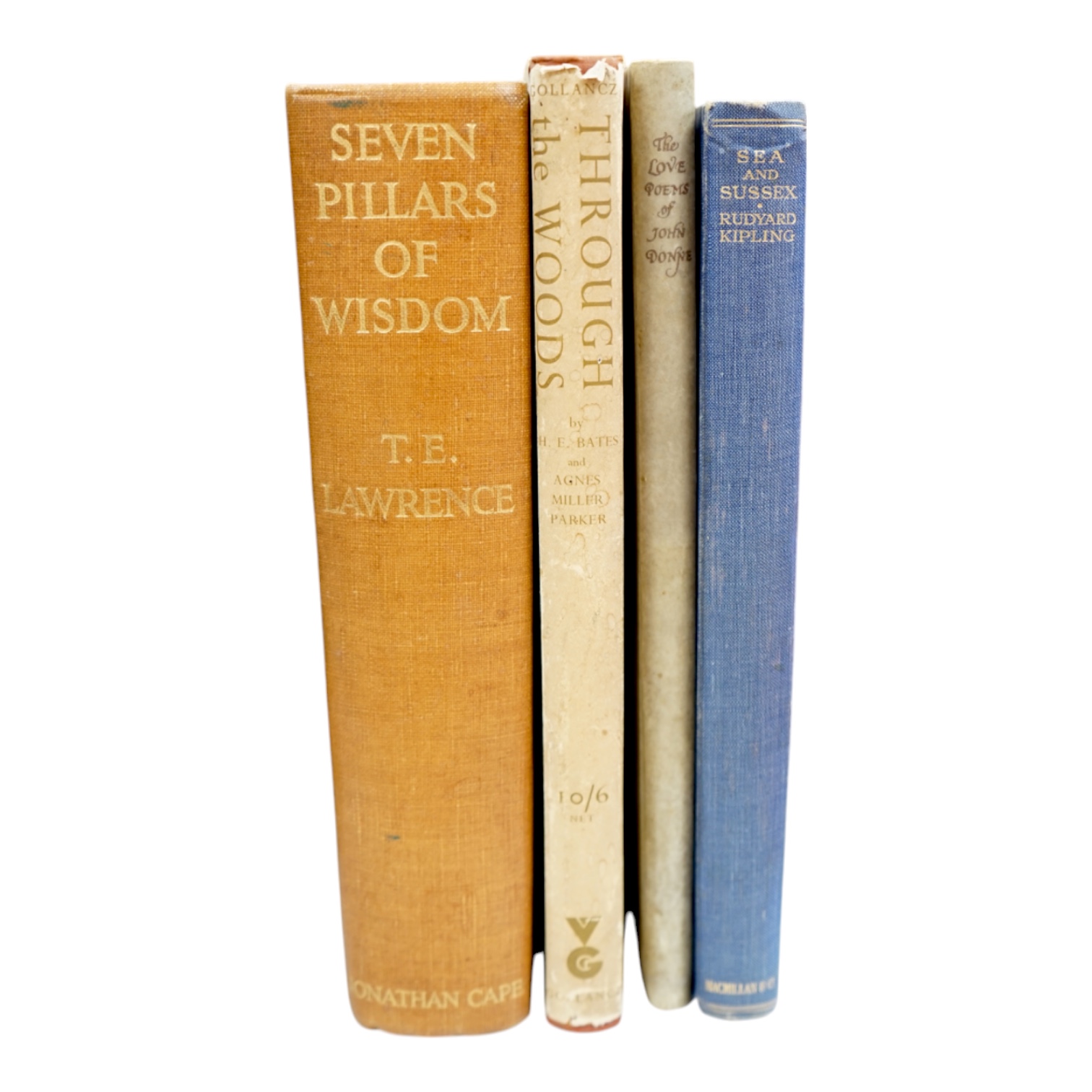 Bates, H.E. Through The Woods with engravings by Agnes Miller Parker, 1936; Donne, J. Love Poems, Nonesuch Press 1923; Lawrence, T.E. Seven Pillars of Wisdom, 1935; Sea And Sussex illustrated by Donald Maxwell, 1926 (4)